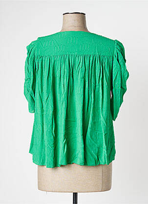 Blouse col v manches courtes vert IDANO femme