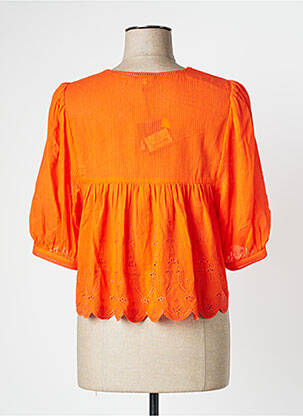 Blouse tissage popeline manches 3/4 orange IDANO femme