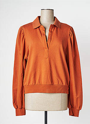 Sweat-shirt tissage jersey manches longues marron IDANO femme