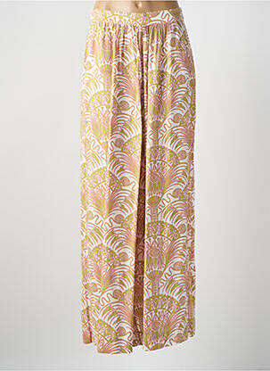 Pantalon large tissage popeline taille haute blanc IDANO femme