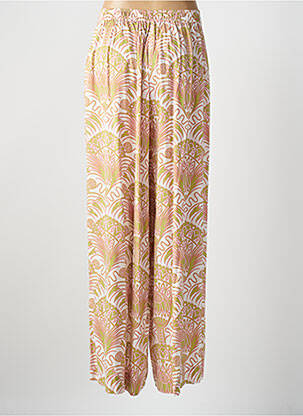 Pantalon large tissage popeline taille haute blanc IDANO femme
