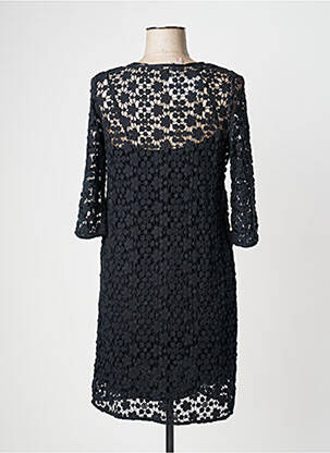 Robe mi-longue imprimé fleurs manches 3/4 noir PABLO GERARD DAREL femme