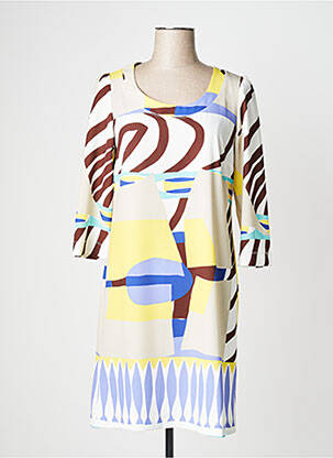 Robe mi-longue manches 3/4 manches 3/4 jaune PLATINE COLLECTION femme