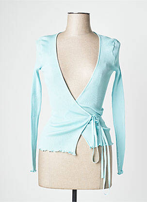 Gilet cache-cœur stretch bleu OSCALITO femme