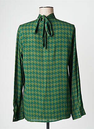 Blouse tissage popeline manches longues vert NIU femme