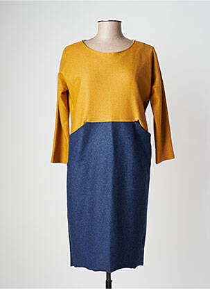 Robe mi-longue manches 3/4 manches 3/4 jaune NIU femme