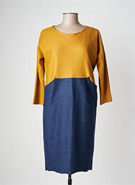 Robe mi-longue manches 3/4 manches 3/4 jaune NIU femme