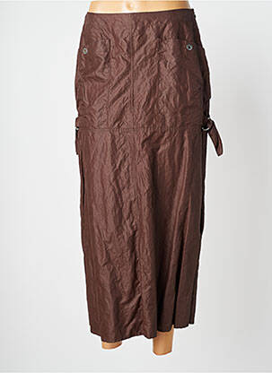 Jupe mi-longue taille à pinces marron ANIMALE femme