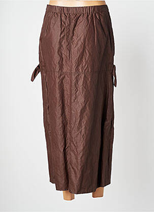 Jupe mi-longue taille à pinces marron ANIMALE femme