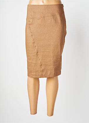 Jupe mi-longue fermeture zip latéral beige SARAH PACINI femme