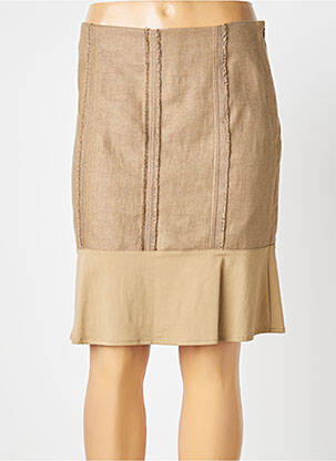 Jupe mi-longue fermeture zip latéral beige HELENA SOREL femme