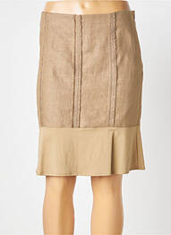 Jupe mi-longue fermeture zip latéral beige HELENA SOREL femme