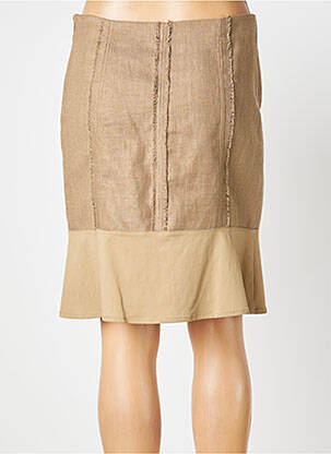 Jupe mi-longue fermeture zip latéral beige HELENA SOREL femme