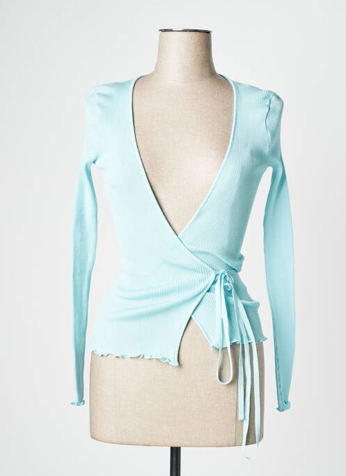 Gilet cache-cœur stretch bleu OSCALITO femme