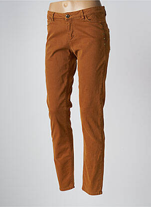 Pantalon slim broderie rivets taille normale marron ONE STEP femme