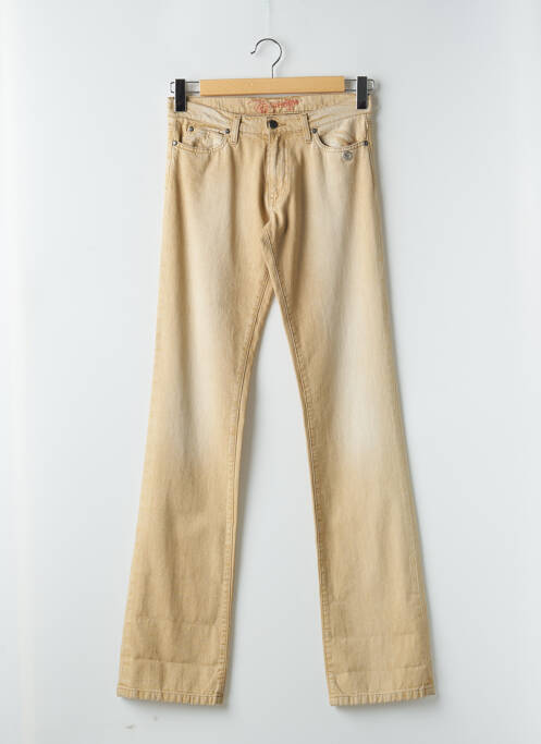 Pantalon droit fermeture zippée sous rabat boutonné taille normale beige HELENA SOREL femme