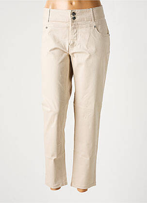 Pantalon droit tissage popeline beige JENSEN femme
