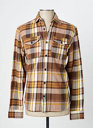Chemise manches longues imprimé écossais marron JACK & JONES homme