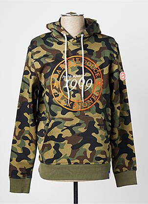 Sweat-shirt à capuche broderie manches longues vert JACK & JONES homme
