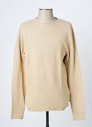 Pull maille souple et aérée manches longues beige JACK & JONES homme