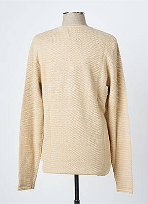 Pull maille souple et aérée manches longues beige JACK & JONES homme