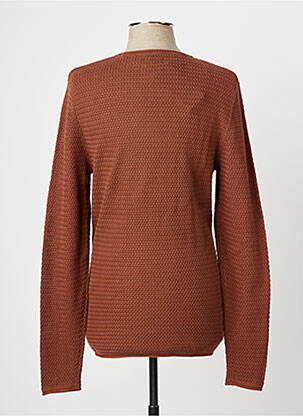 Pull maille souple et aérée manches longues marron JACK & JONES homme