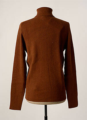 Pull col roulé tissage côtelé manches longues marron JACK & JONES homme