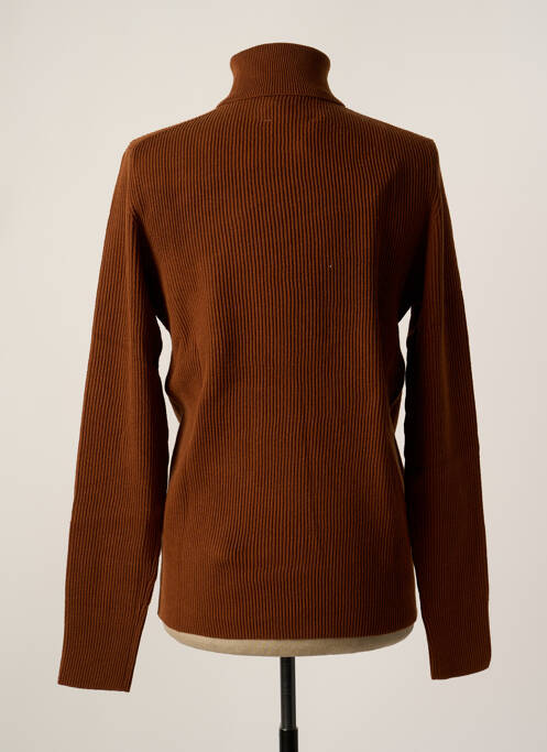 Pull col roulé tissage côtelé manches longues marron JACK & JONES homme