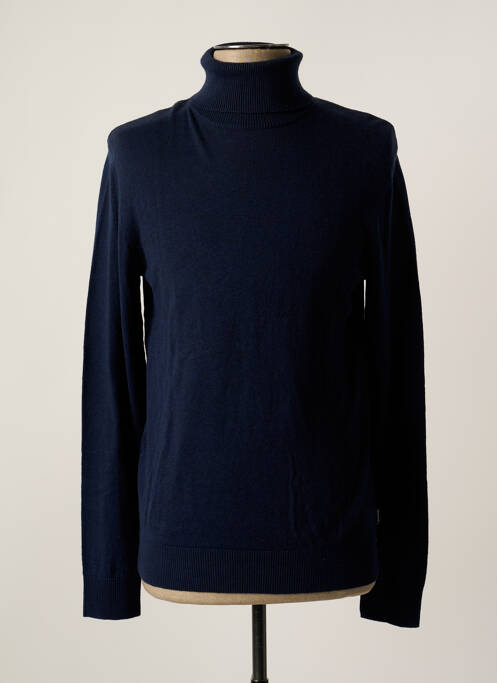 Pull col roulé bleu fonce JACK & JONES pour homme