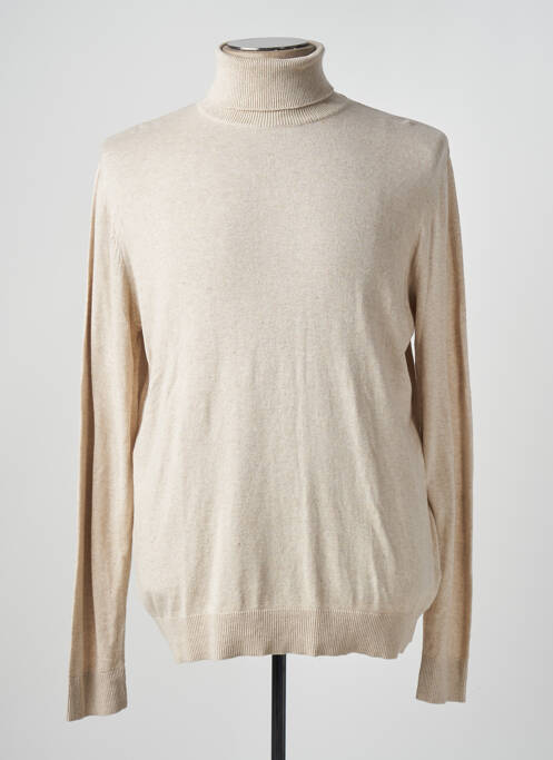 Pull col roulé beige JACK & JONES pour homme