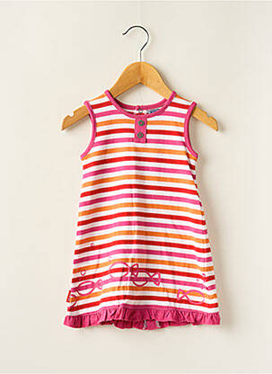 Robe courte tissage popeline sans manche rose ELLE EST OU LA MER fille