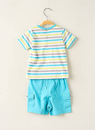 Ensemble short sérigraphie floquée bleu ELLE EST OU LA MER garçon