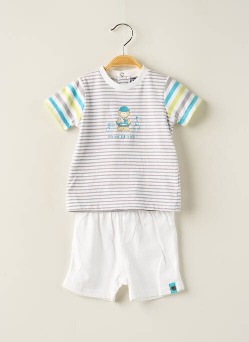 Ensemble short coupe droite blanc ELLE EST OU LA MER garcon