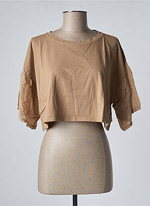 Top stretch manches courtes beige BENOA femme