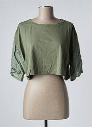 Top tissage jersey manches courtes vert BENOA femme