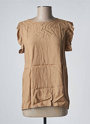 Blouse tissage popeline manches courtes beige BENOA femme