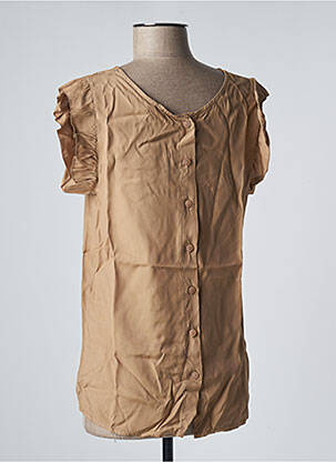 Blouse tissage popeline manches courtes beige BENOA femme