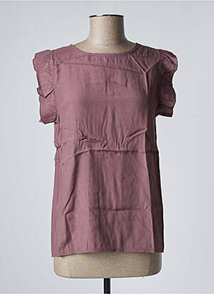 Blouse tissage popeline manches courtes violet BENOA femme