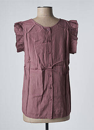 Blouse tissage popeline manches courtes violet BENOA femme