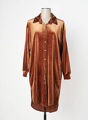 Robe mi-longue manches longues manches longues marron BENOA femme