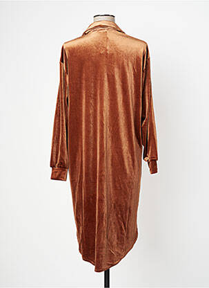Robe mi-longue manches longues manches longues marron BENOA femme