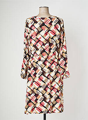 Robe mi-longue manches longues manches longues marron ZILCH femme