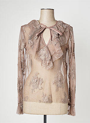 Blouse légère et transparente manches longues marron DIXIE femme