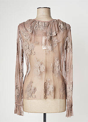 Blouse légère et transparente manches longues marron DIXIE femme