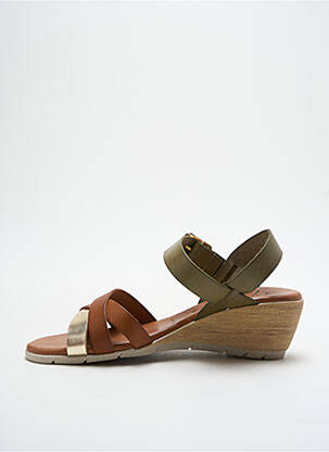 Sandales/nu pieds matière lisse talon de 4 à 6cm vert AYOKA femme