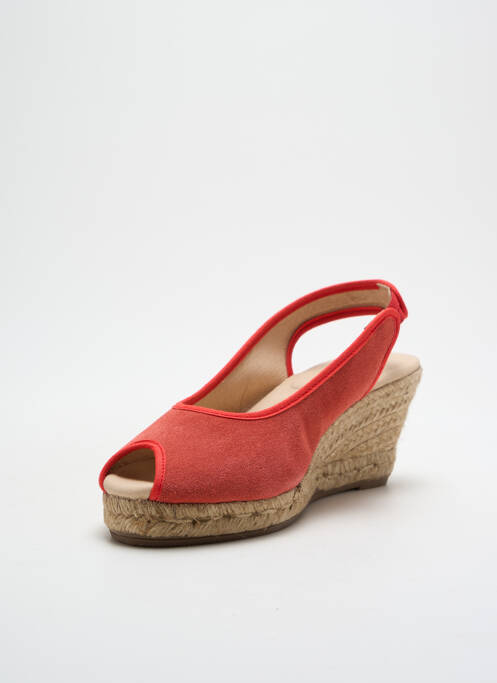 Espadrilles nubuck talon de 4 à 6cm rouge MAY TIKA femme