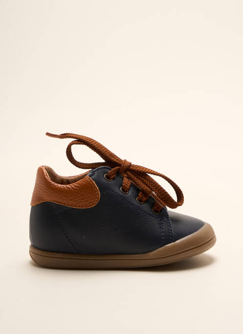 Bottillons tissage satiné bout rond bleu FR garcon