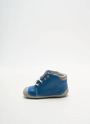 Bottillons tissage satiné bout rond bleu BABYBOTTE garçon