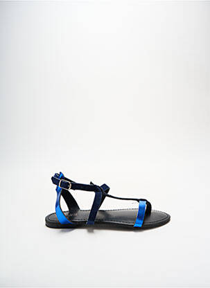 Sandales/nu pieds matière lisse talon plat jusqu'à 3cm bleu REQINS femme