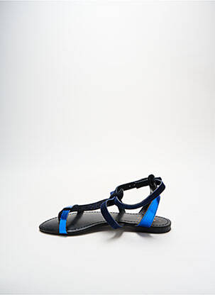 Sandales/nu pieds matière lisse talon plat jusqu'à 3cm bleu REQINS femme